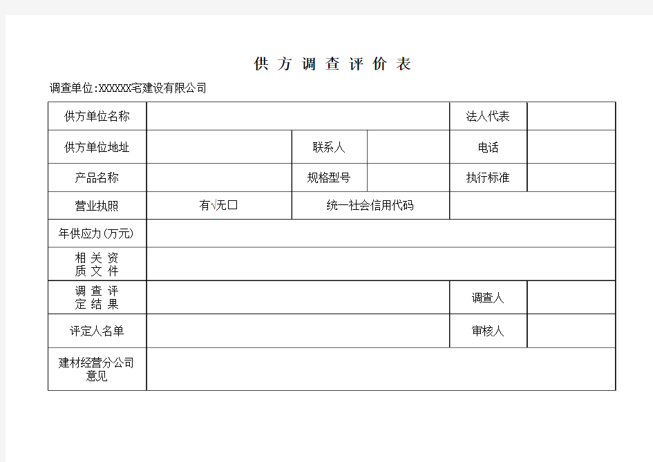 合格供方调查评价表