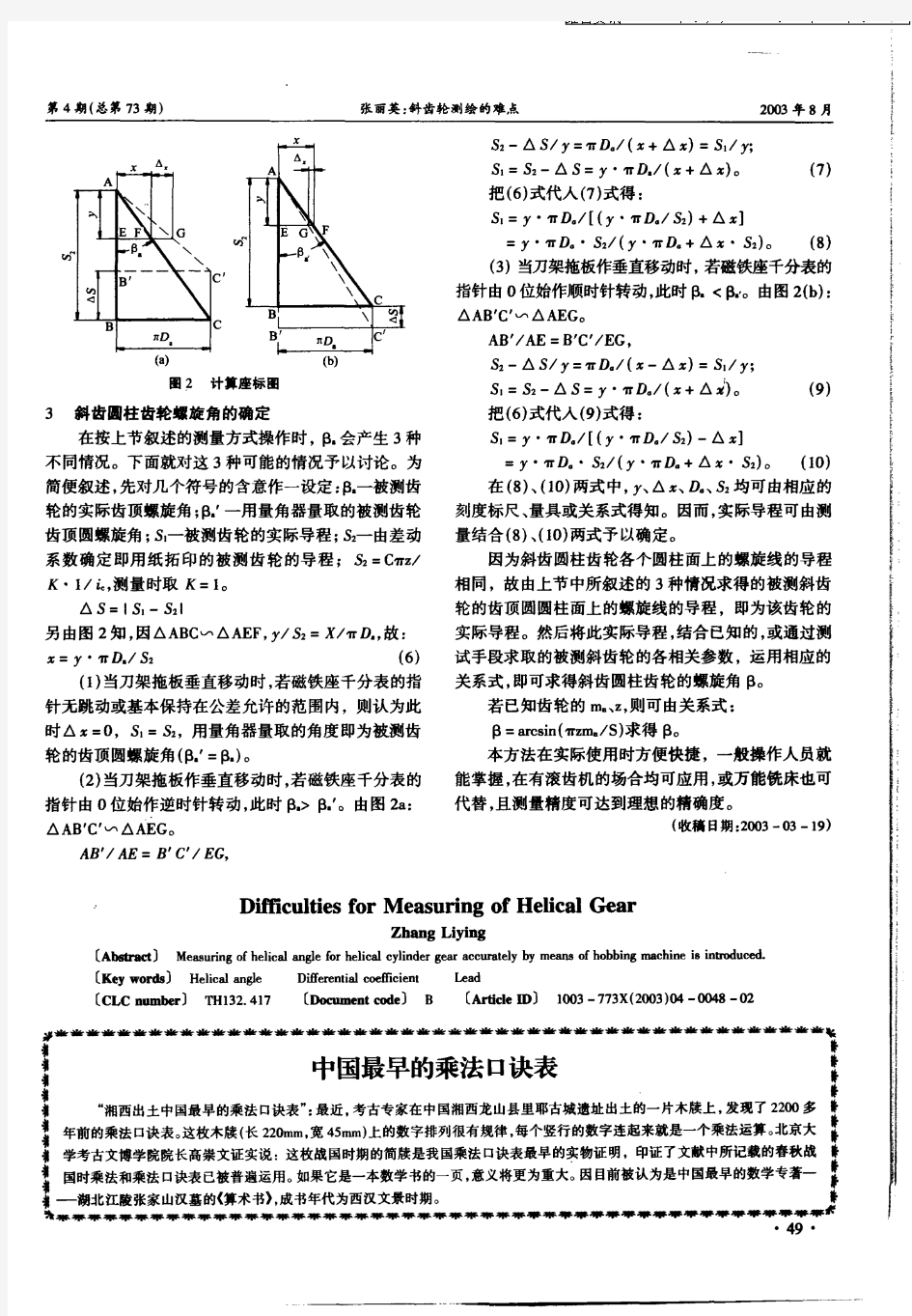 斜齿轮测绘的难点