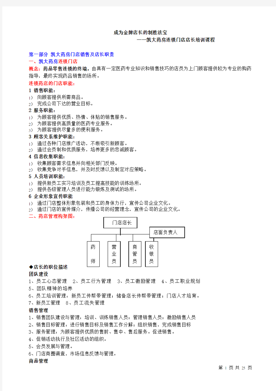 药房金牌店长培训手册