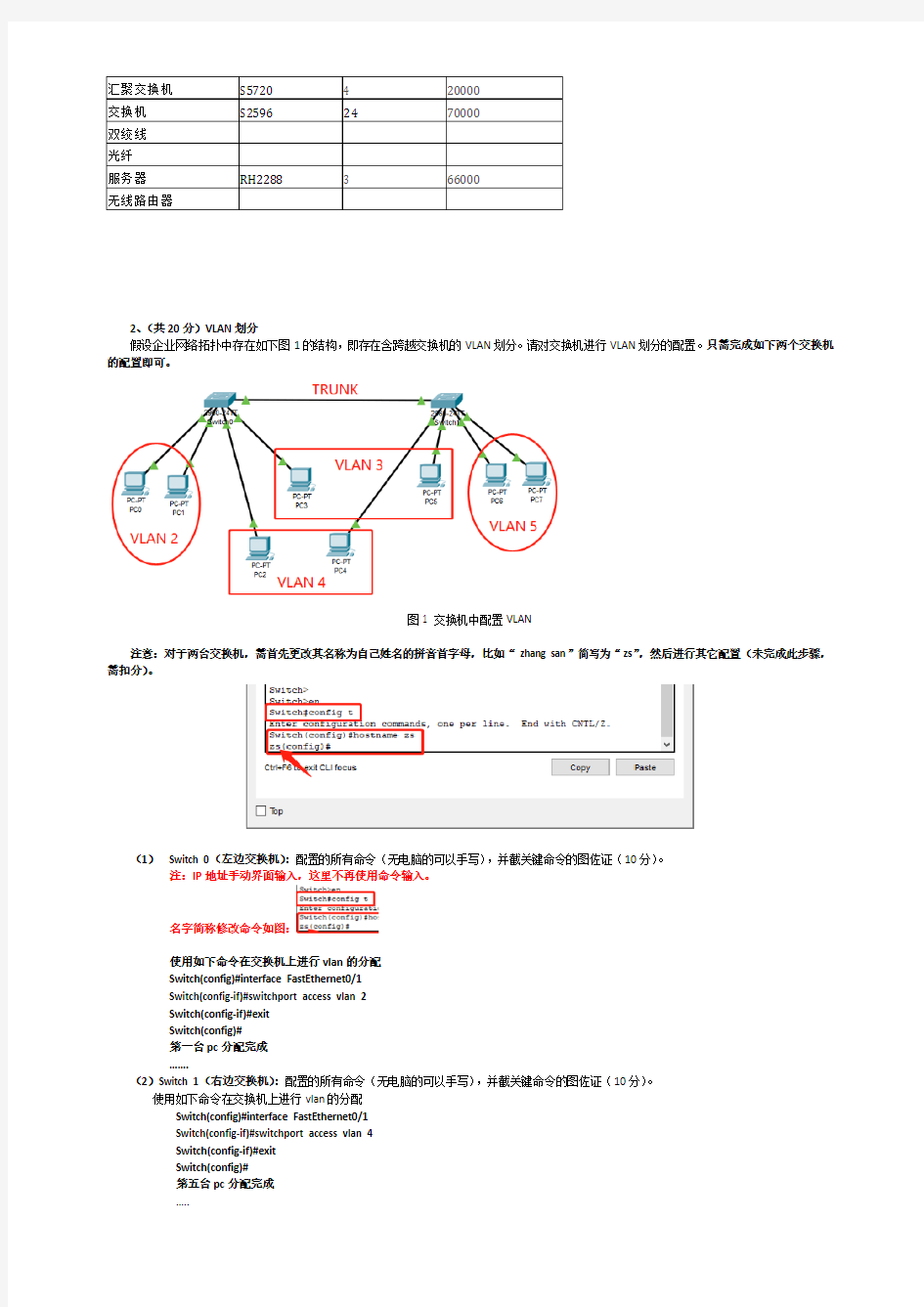 综合实验(课程设计)：中小型网络工程设计与实现