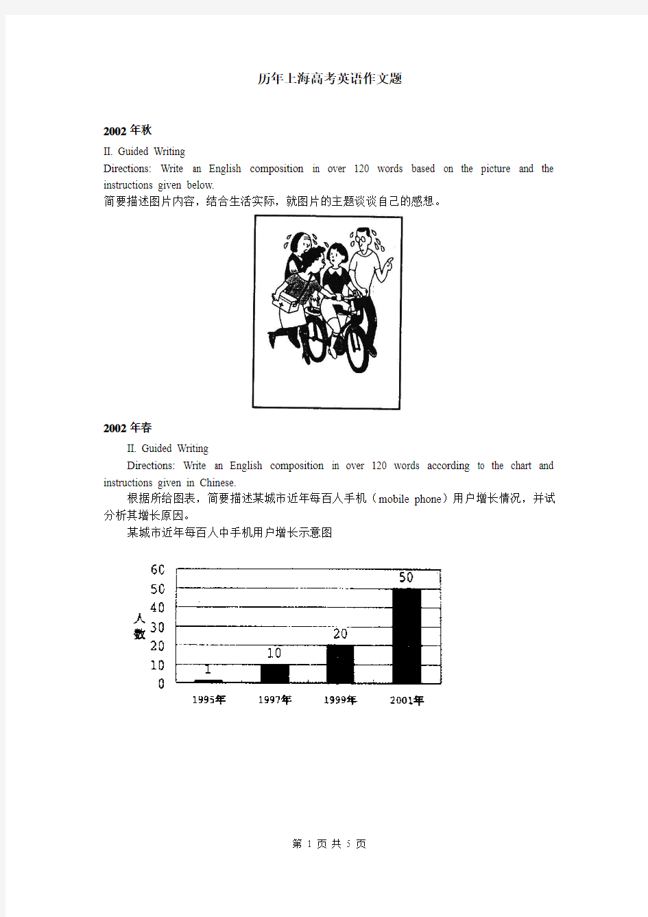 历年上海高考英语作文题