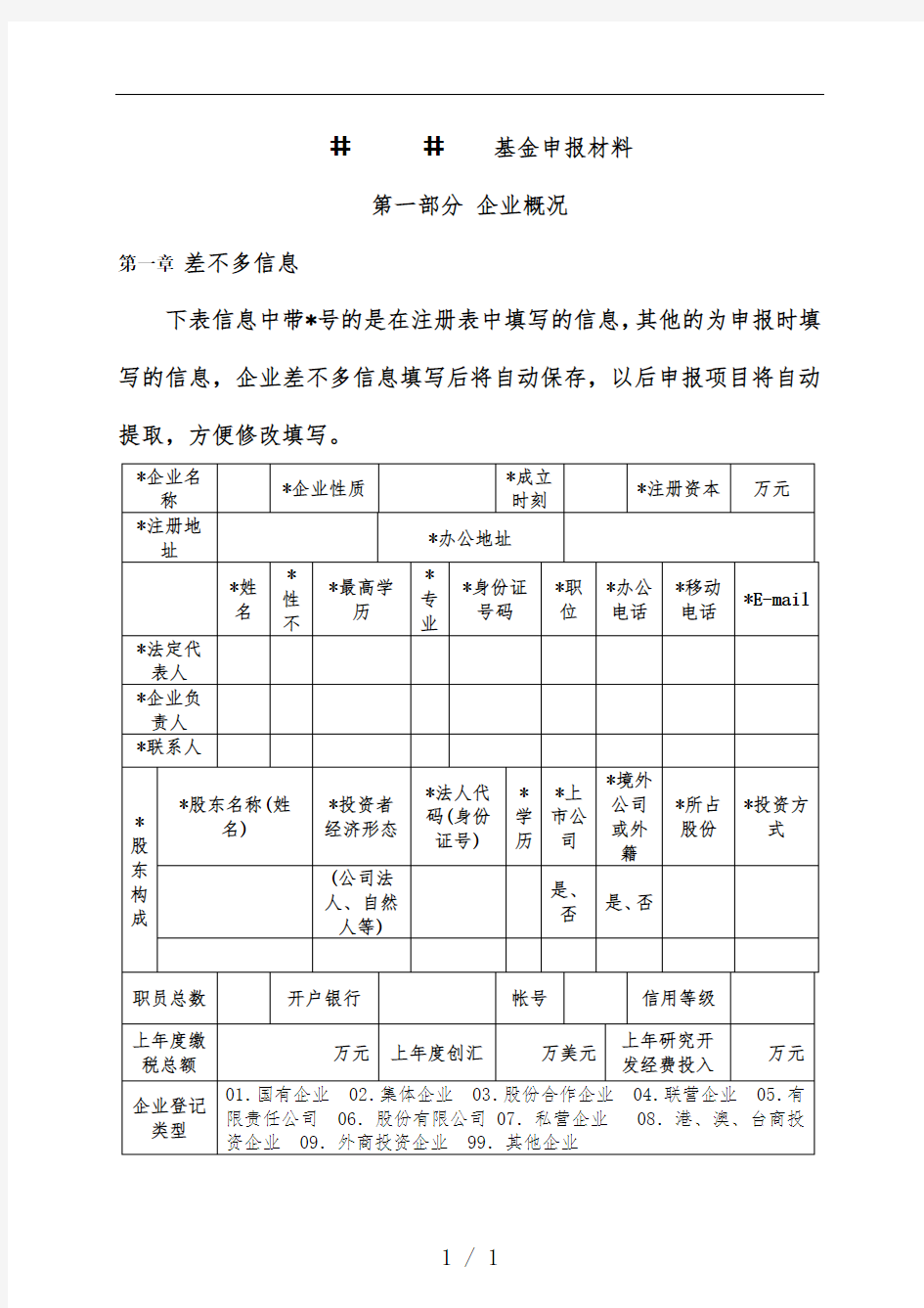 基金申报材料汇编