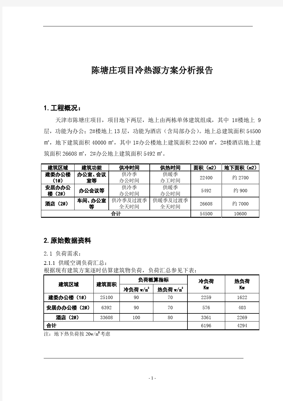 冷热源方案分析