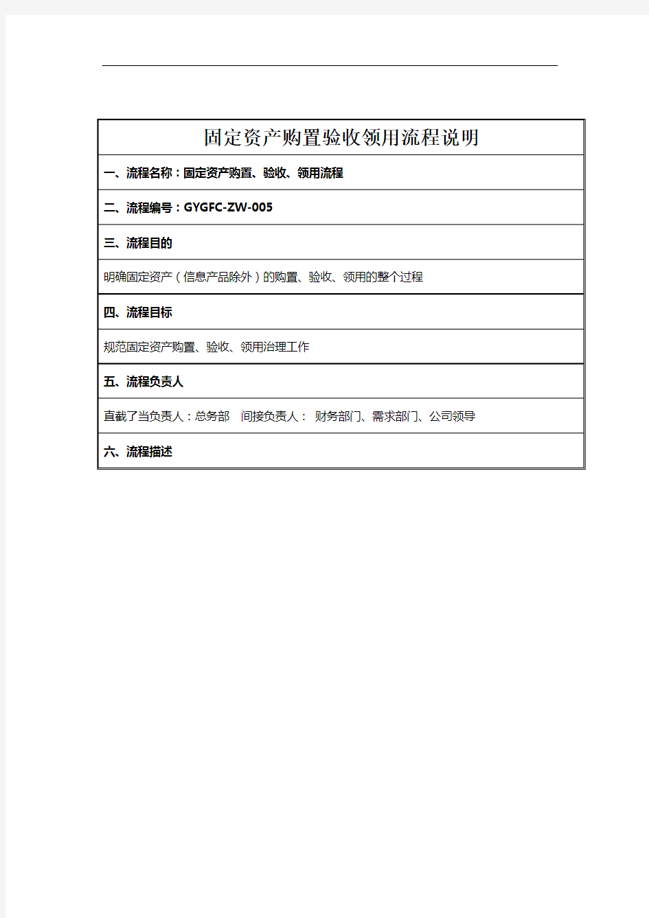 固定资产购置验收领用流程说明