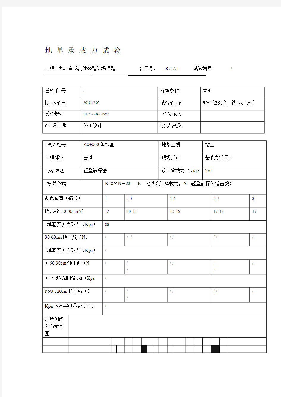 地基承载力试验记录表