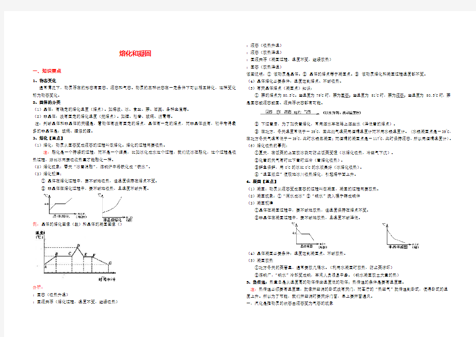 熔化和凝固知识点总结