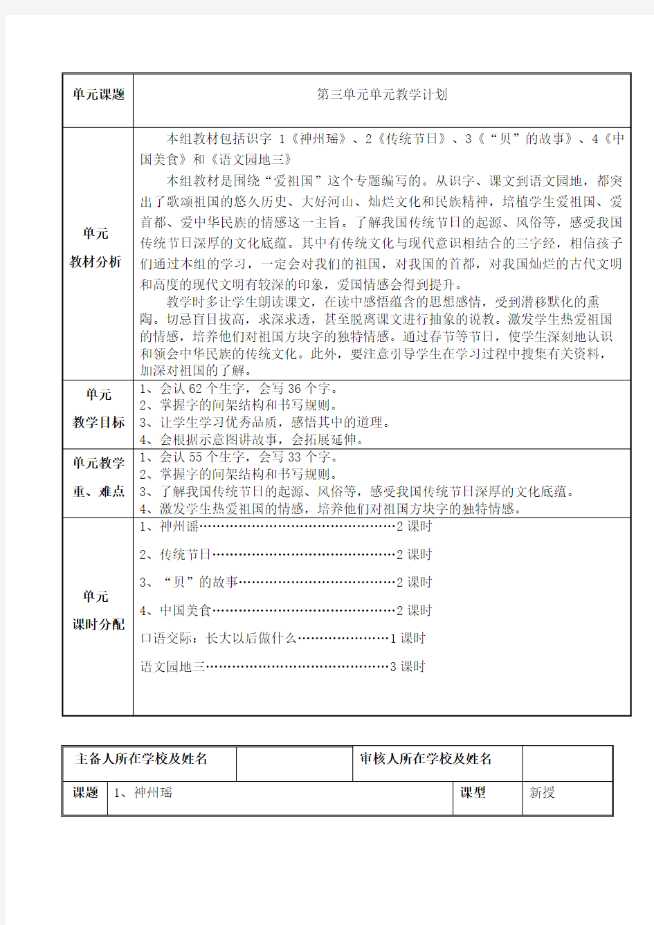 部编版语文二年级下册第三单元  集体备课教案