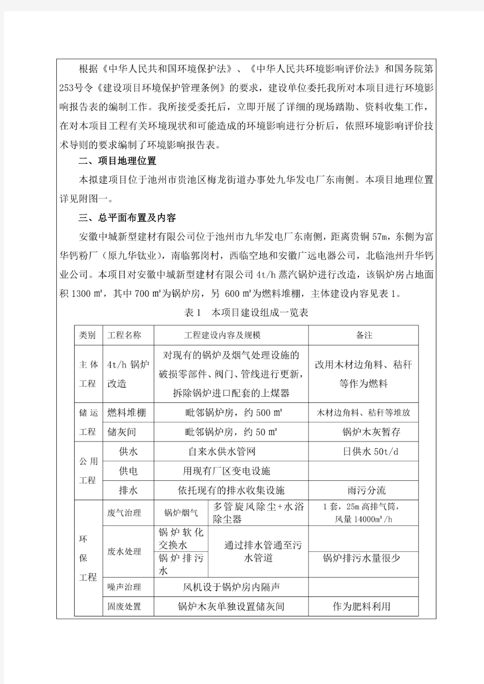 燃煤锅炉技术改造项目环评报告公示