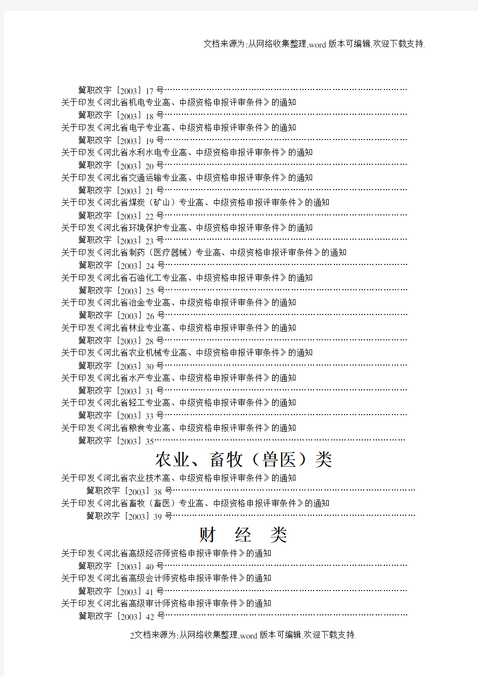 河北省专业技术职务任职资格申报评审条件