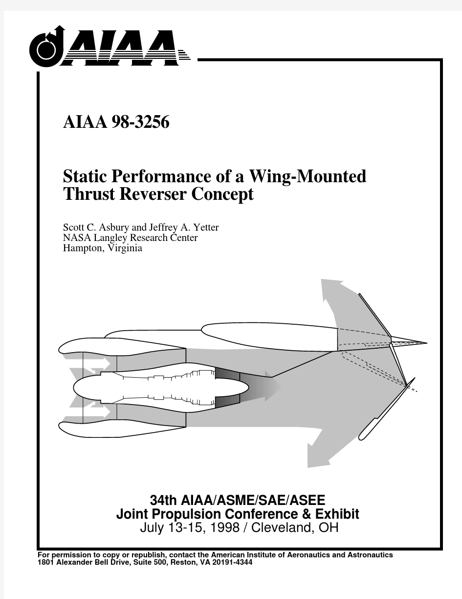 STATIC PERFORMANCE OF A WING-MOUNTED THRUST REVERSER CONCEPT