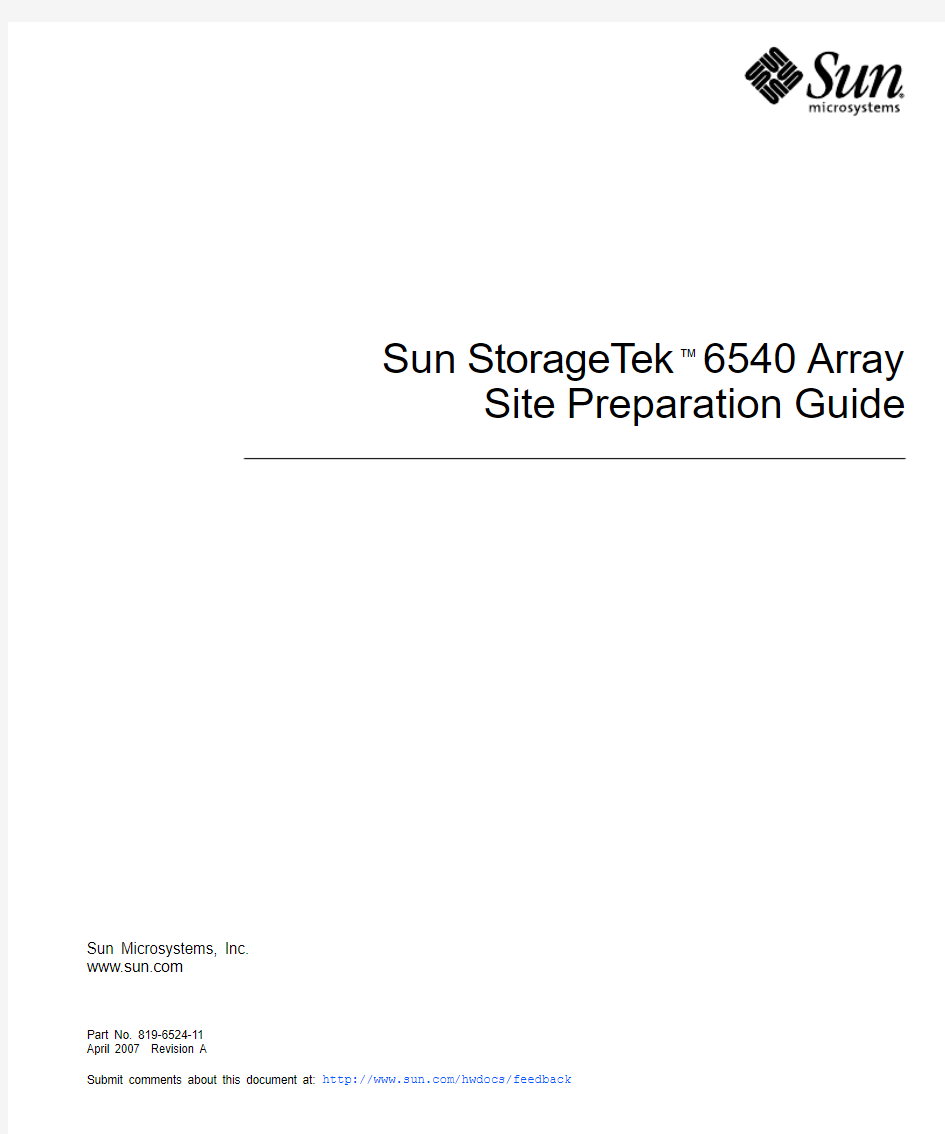 (819-6524-11)Sun StorageTek 6540 Array Site Preparation Guide