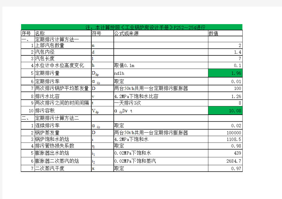 锅炉定排连排计算书