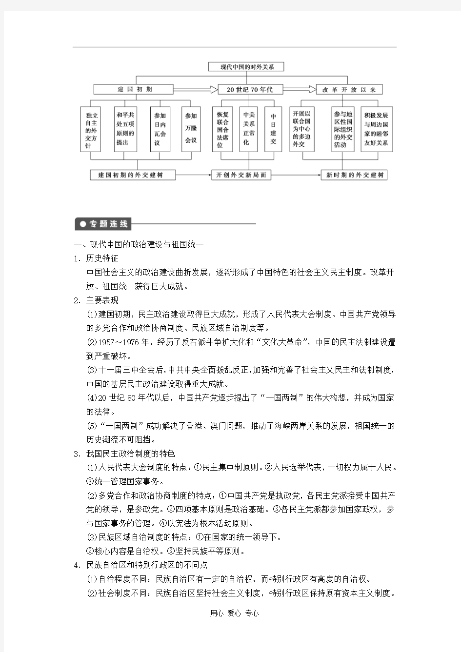 【导与练】2013年高考历史一轮复习 第6单元现代中国的政治建设与祖国统一学案 新人教版必修1