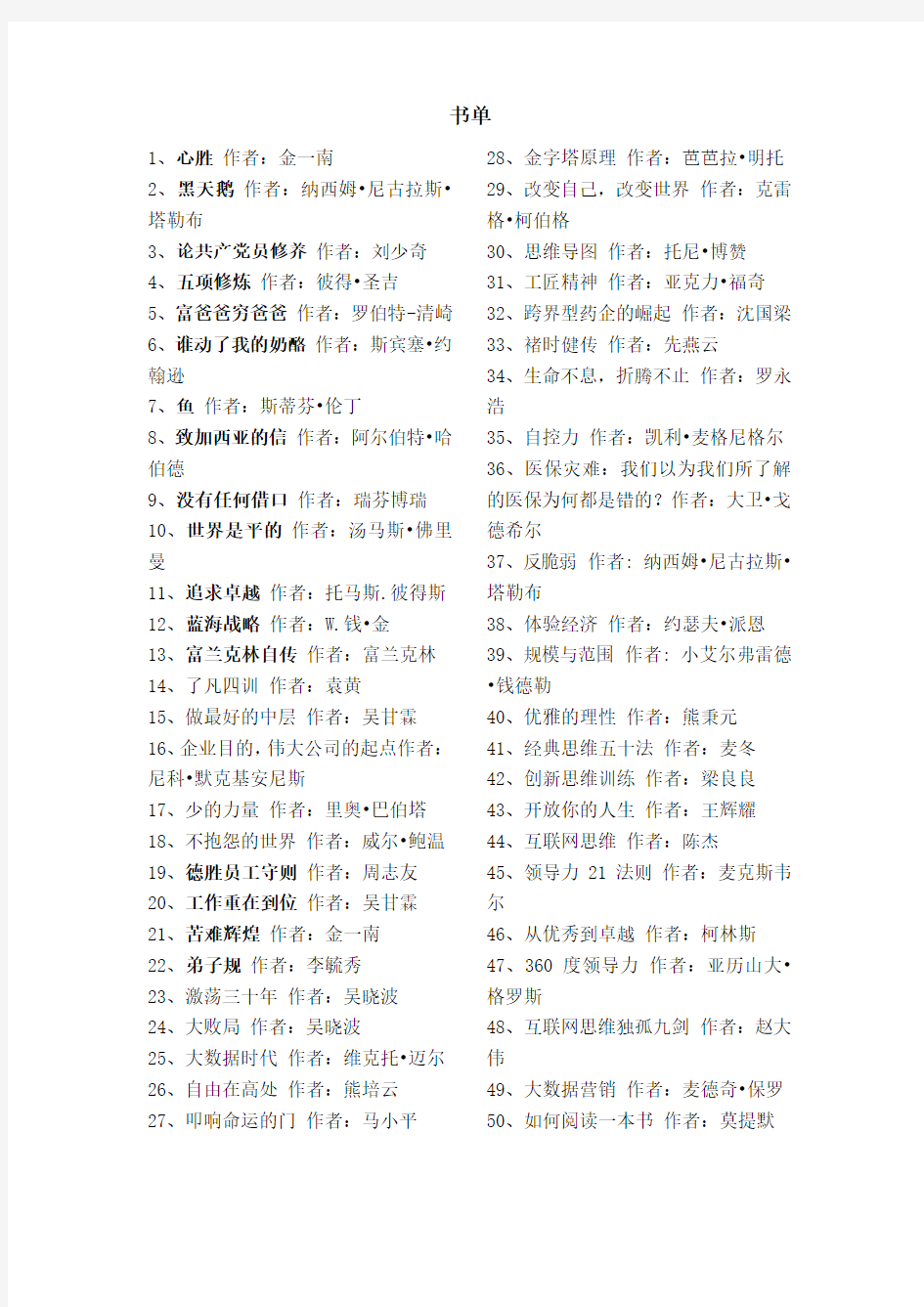 管理者必看的50本书