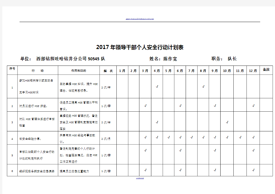 2017年度个人安全行动计划