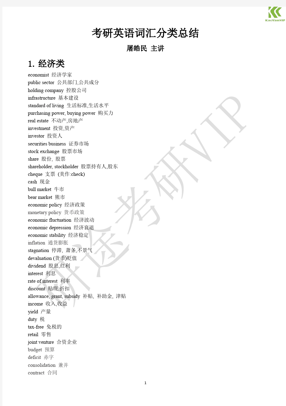 考研英语词汇分类总结