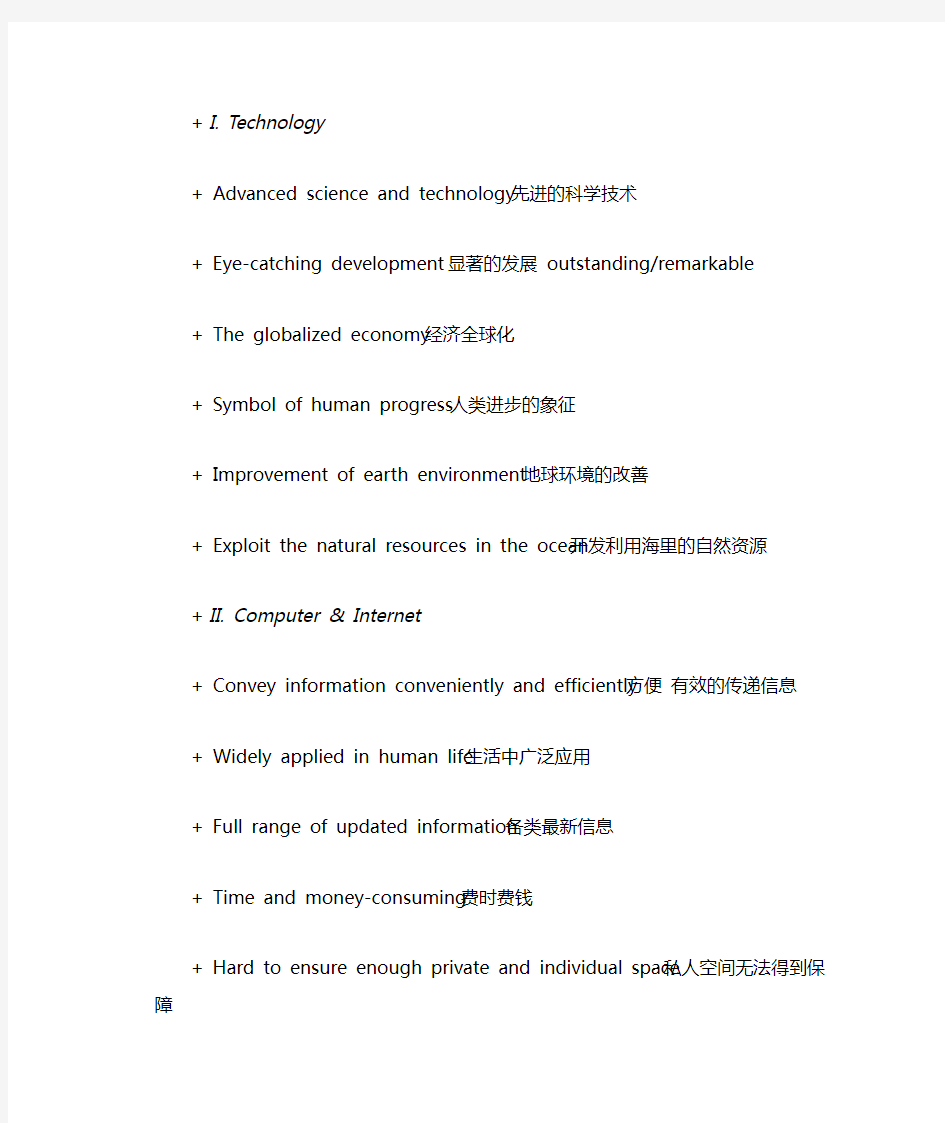 素材库 雅思口语话题素材库 词汇句型补充