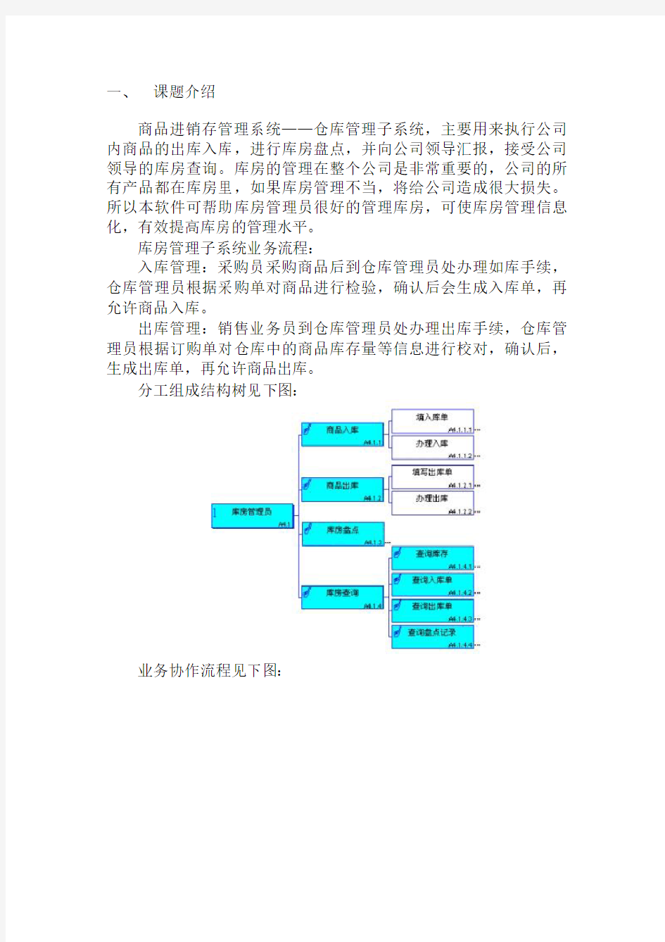 课程大作业――仓库管理子系统