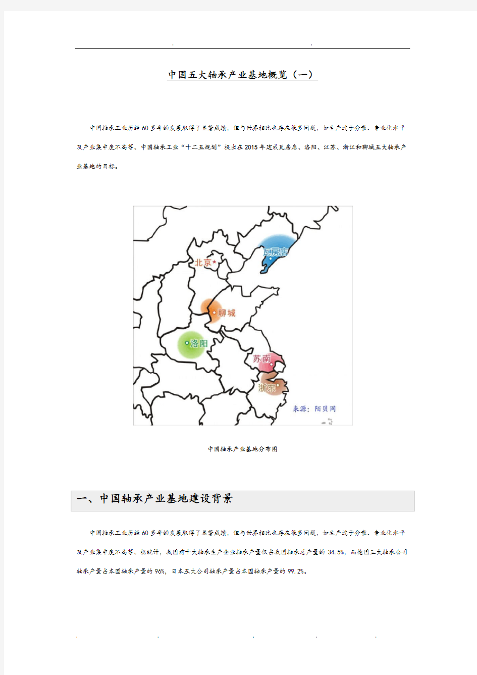 中国五大轴承产业基地概览