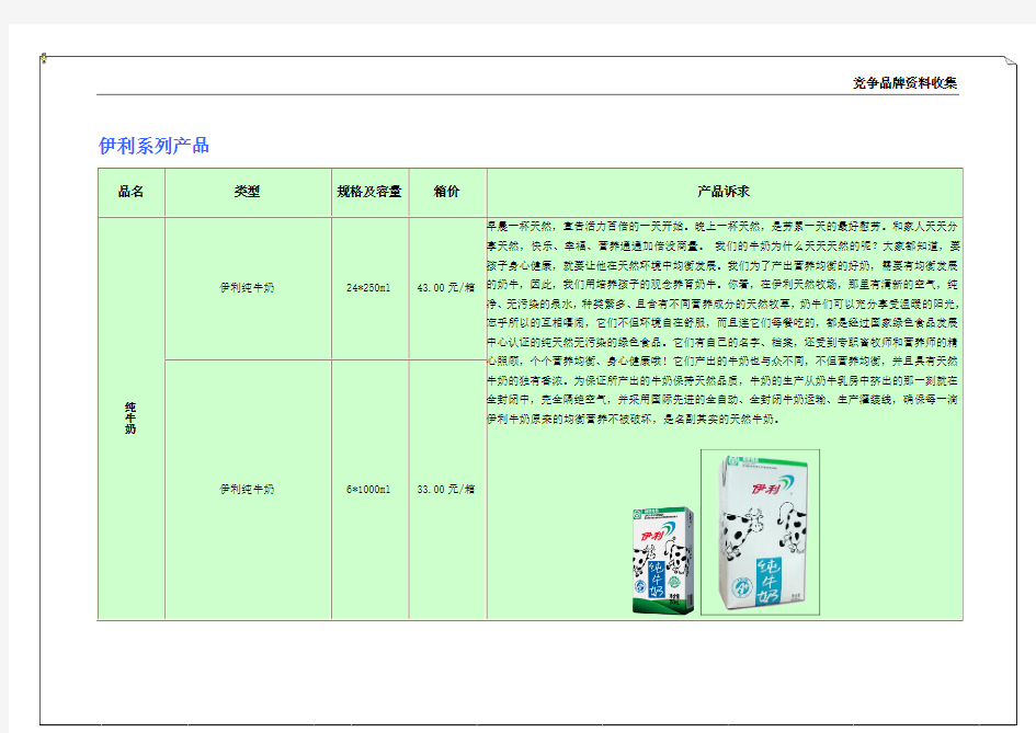 伊利产品系列介绍