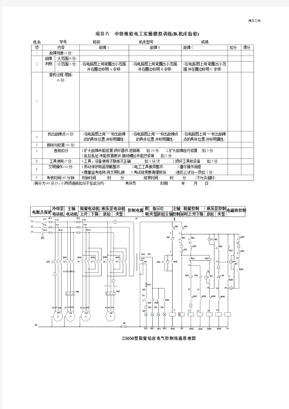 中级维修电工实操考核