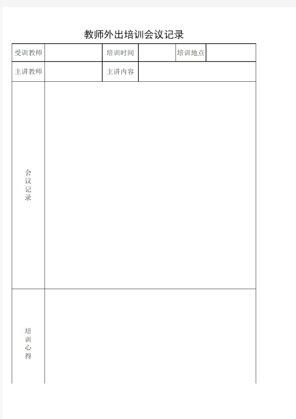 教师外出培训会议记录