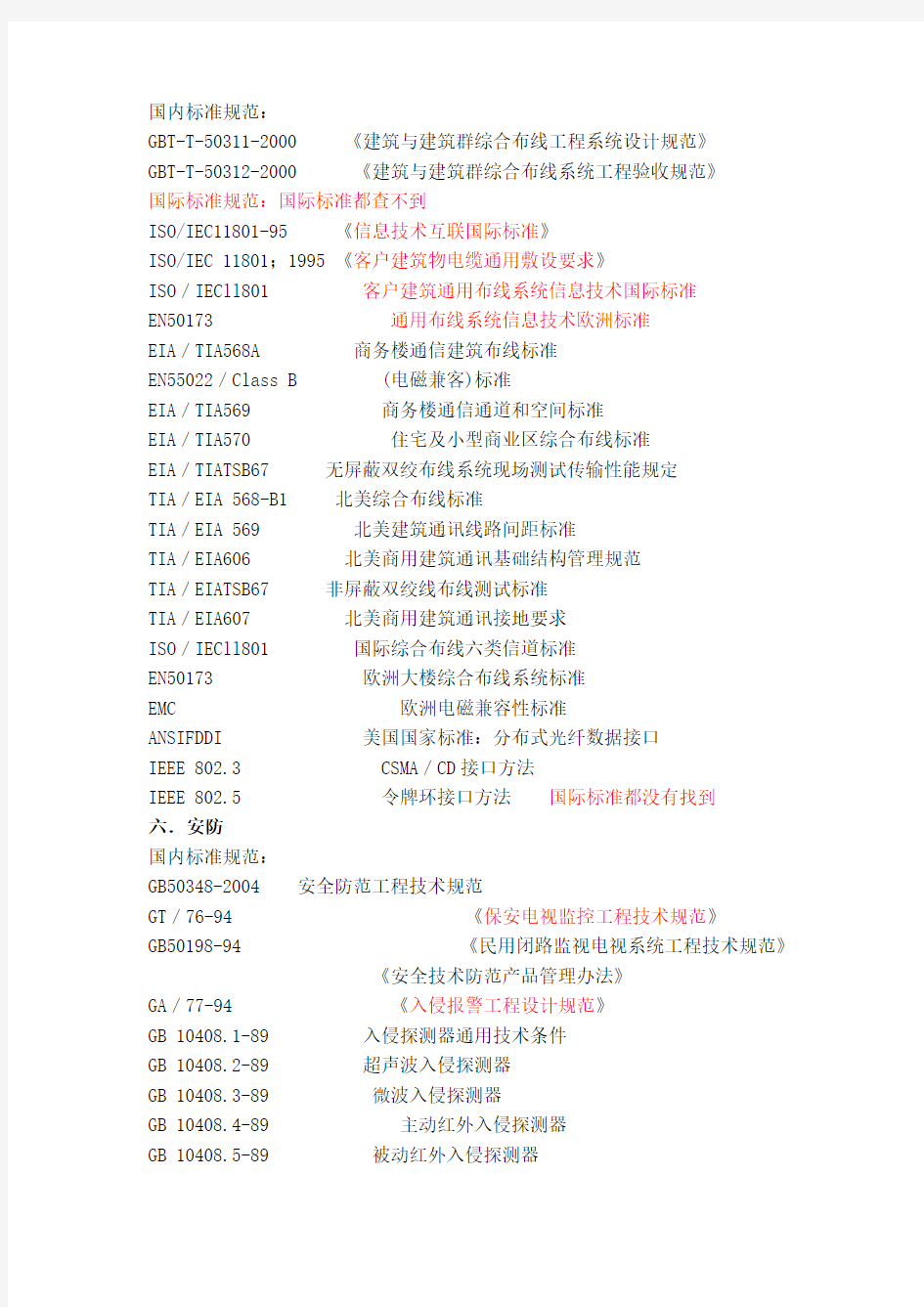 (完整版)弱电系统规范标准