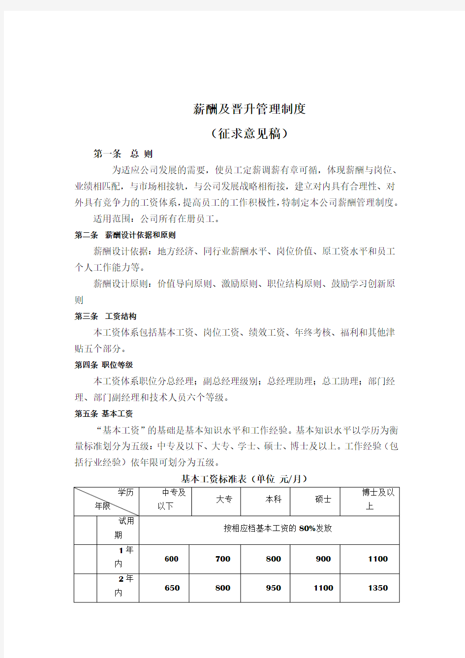 薪酬及晋升管理制度