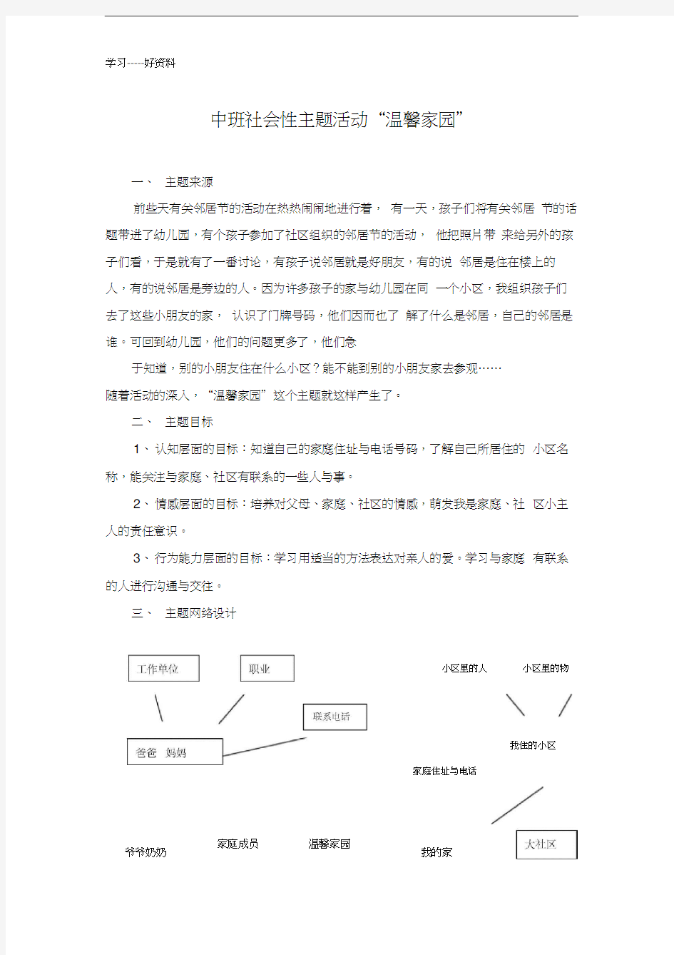 电大学前教育毕业作业(幼儿园教学活动设计与指导)范例汇编