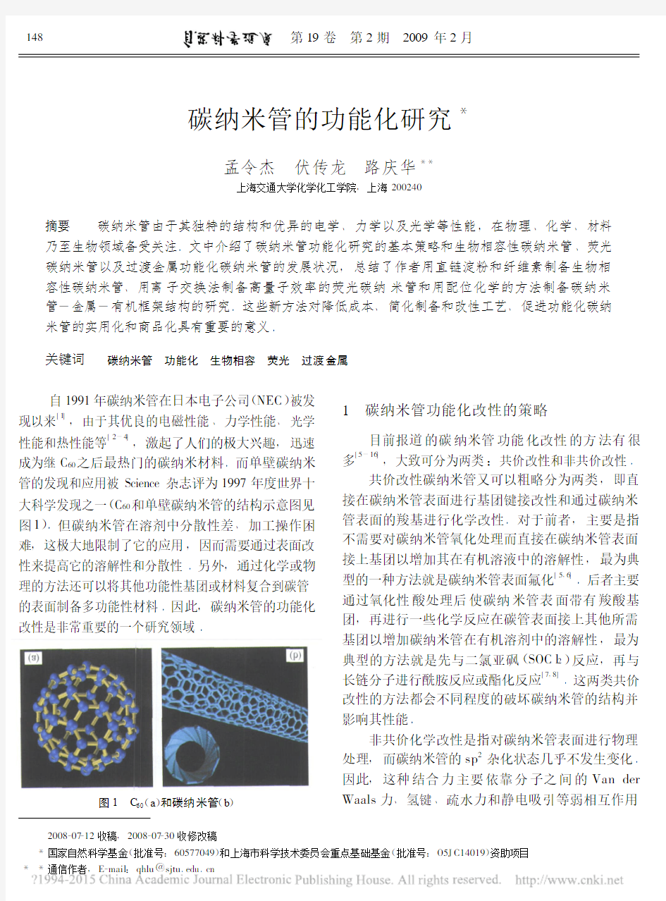 碳纳米管的功能化研究_孟令杰