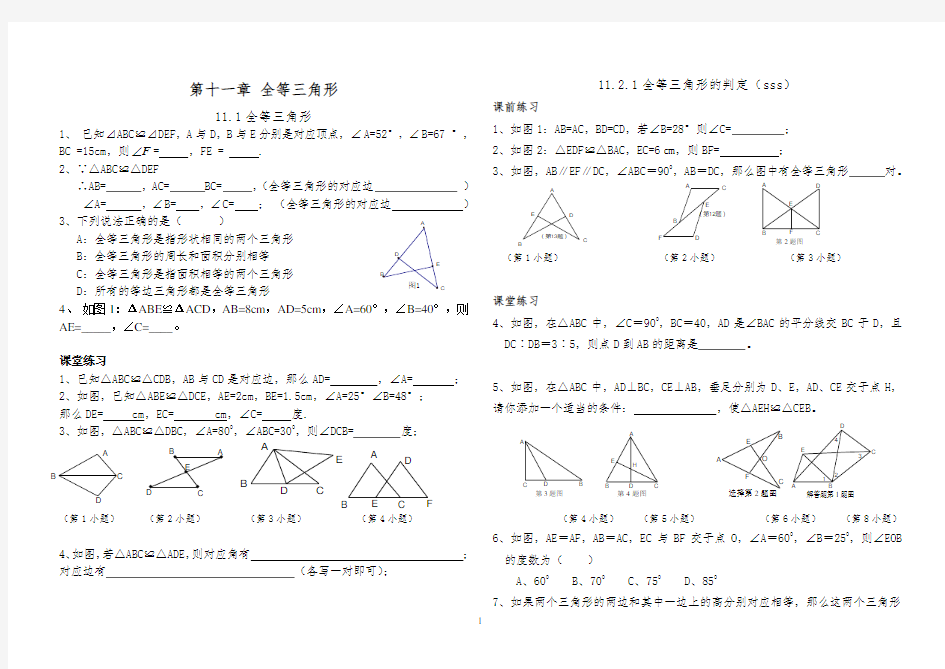 八年级上学期数学基础训练