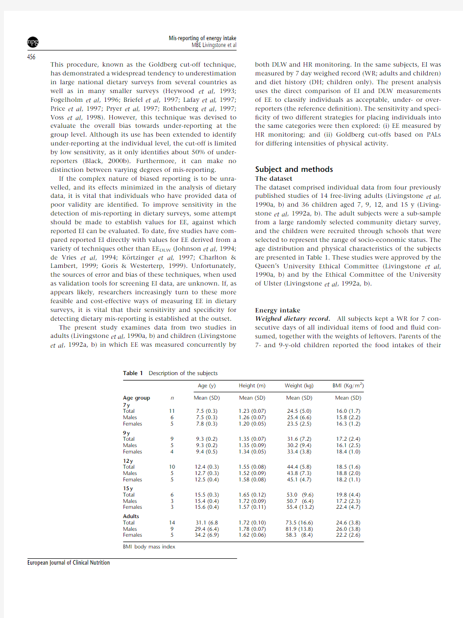 03.An evaluation of the sensitivity and specificity of energy expenditure measured by heart rate and