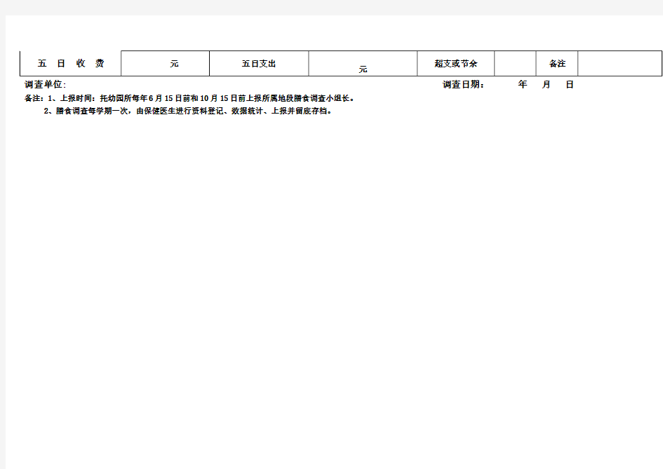 儿童膳食调查表六12