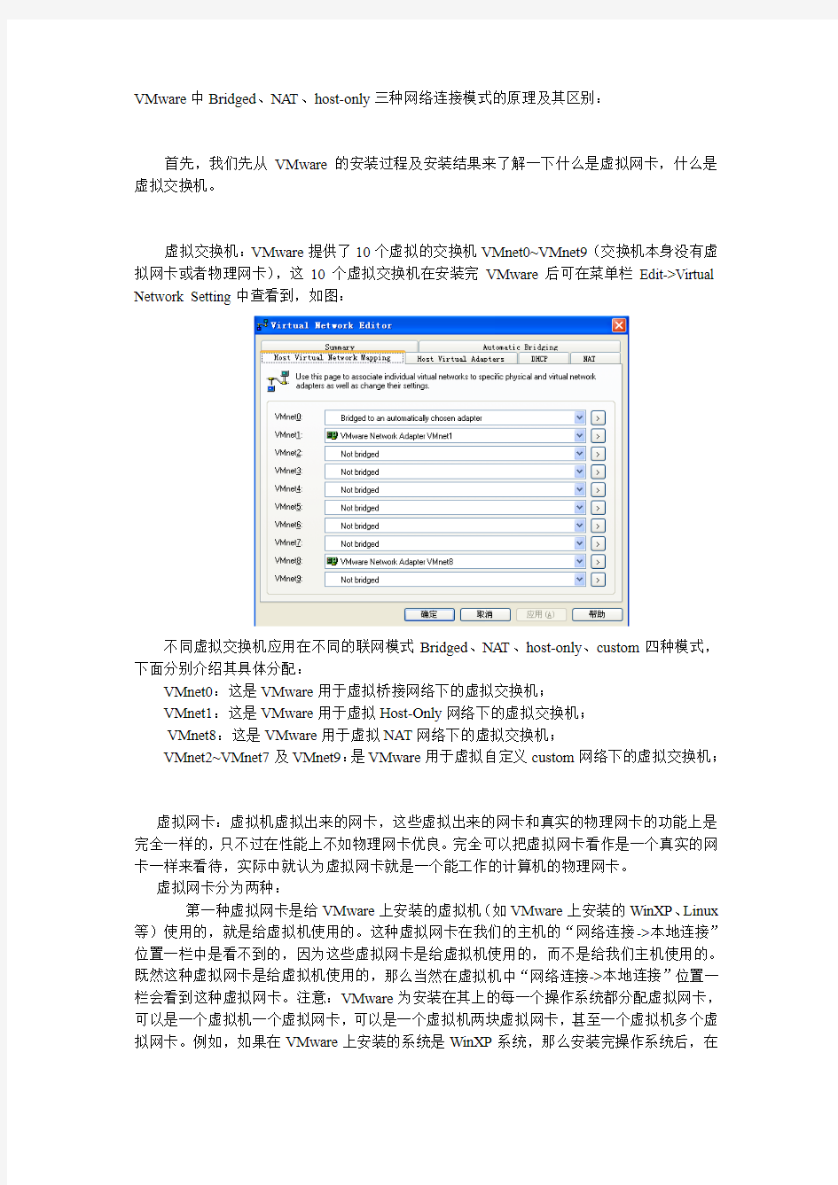VMware中Bridged、NAT、host-only三种网络连接模式的原理及其区别