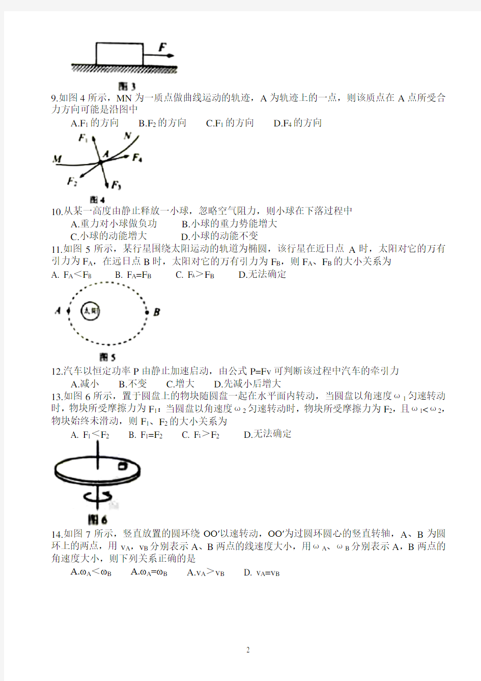 2018年湖南省普通高中学业水平考试物理试题及答案(word版)