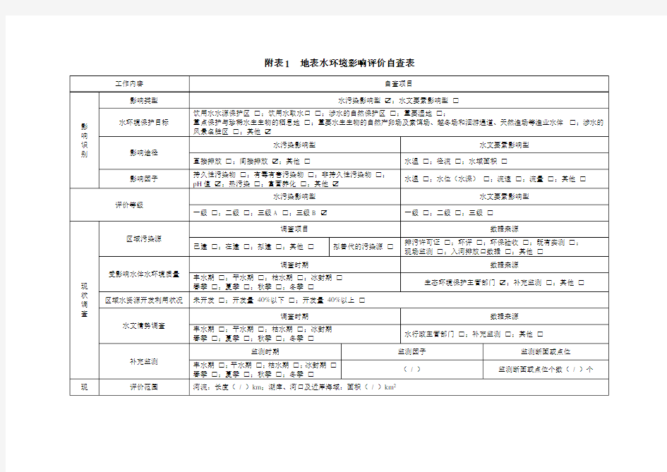 地表水环境影响评价自查表.doc