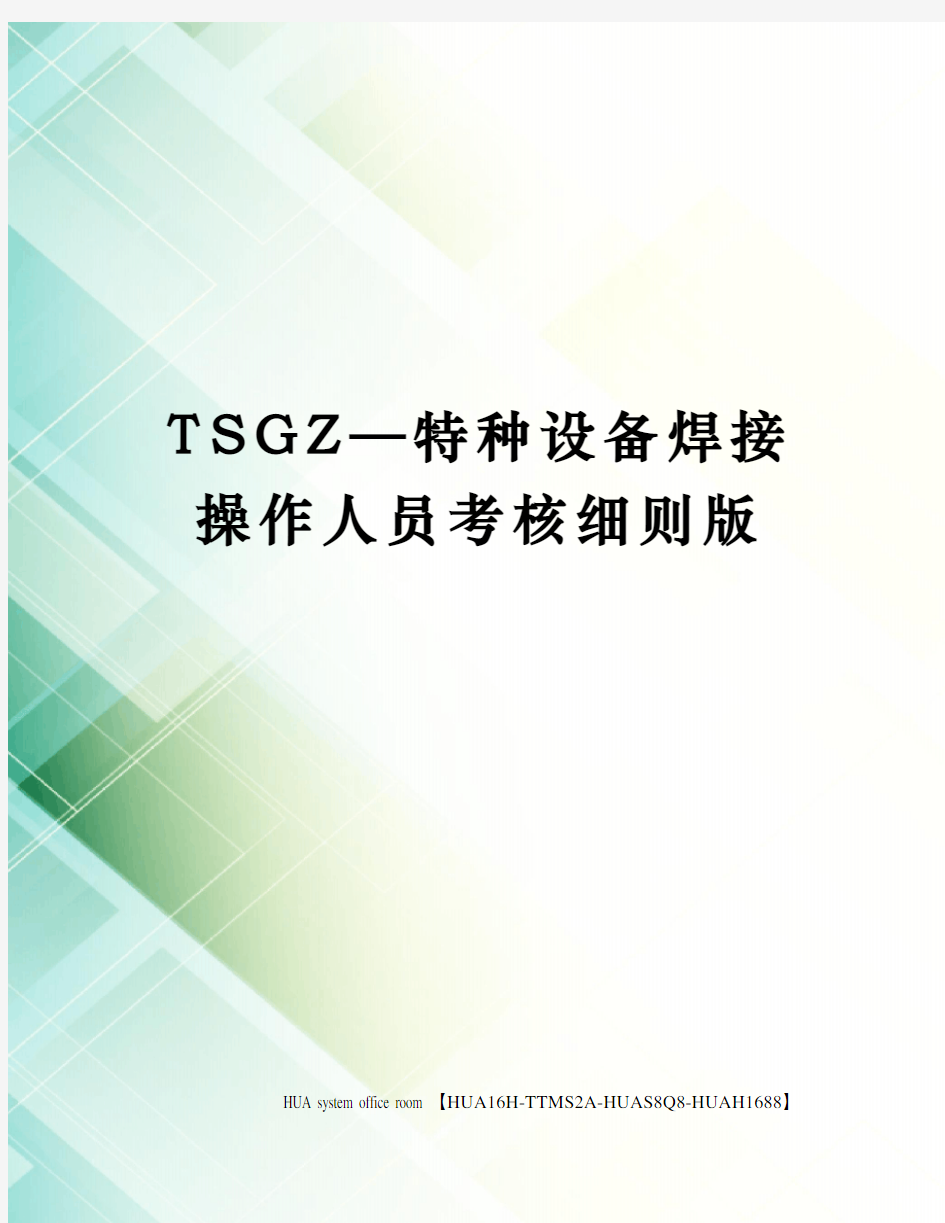 TSGZ—特种设备焊接操作人员考核细则版完整版