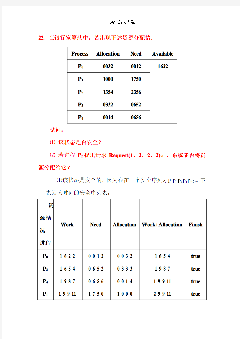 操作系统大题