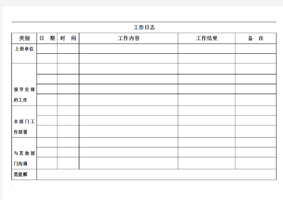 工作日志表格模板