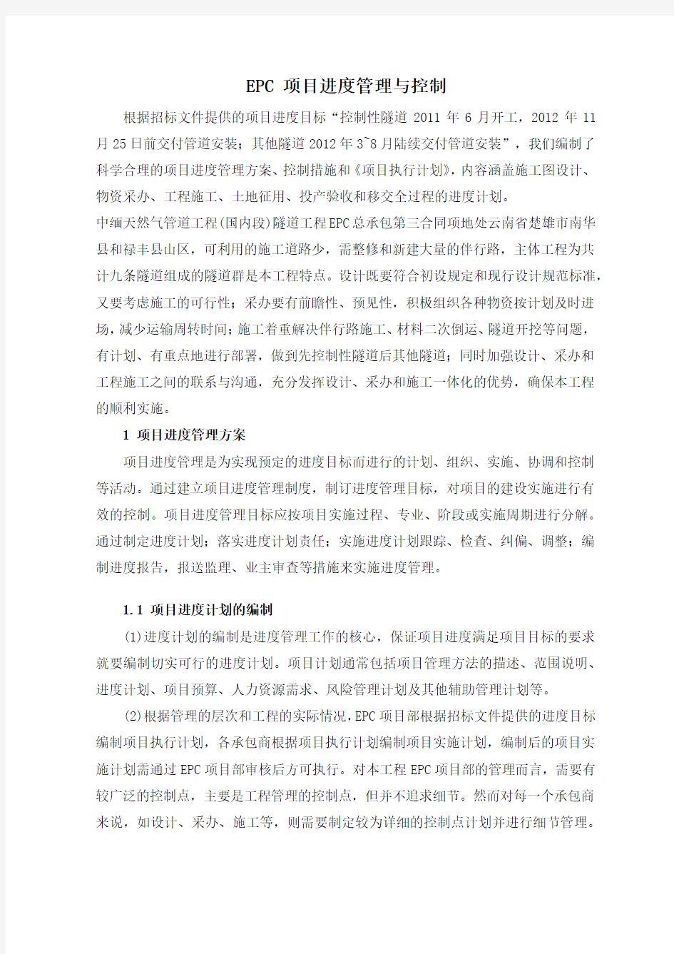 EPC 项目进度管理与控制措施