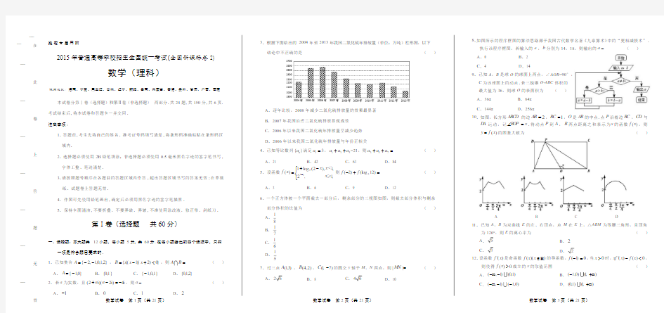 2015年高考理科数学全国卷2有答案