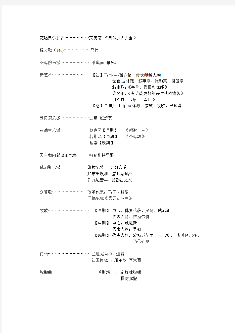 西方音乐史古希腊到巴洛克作品集和