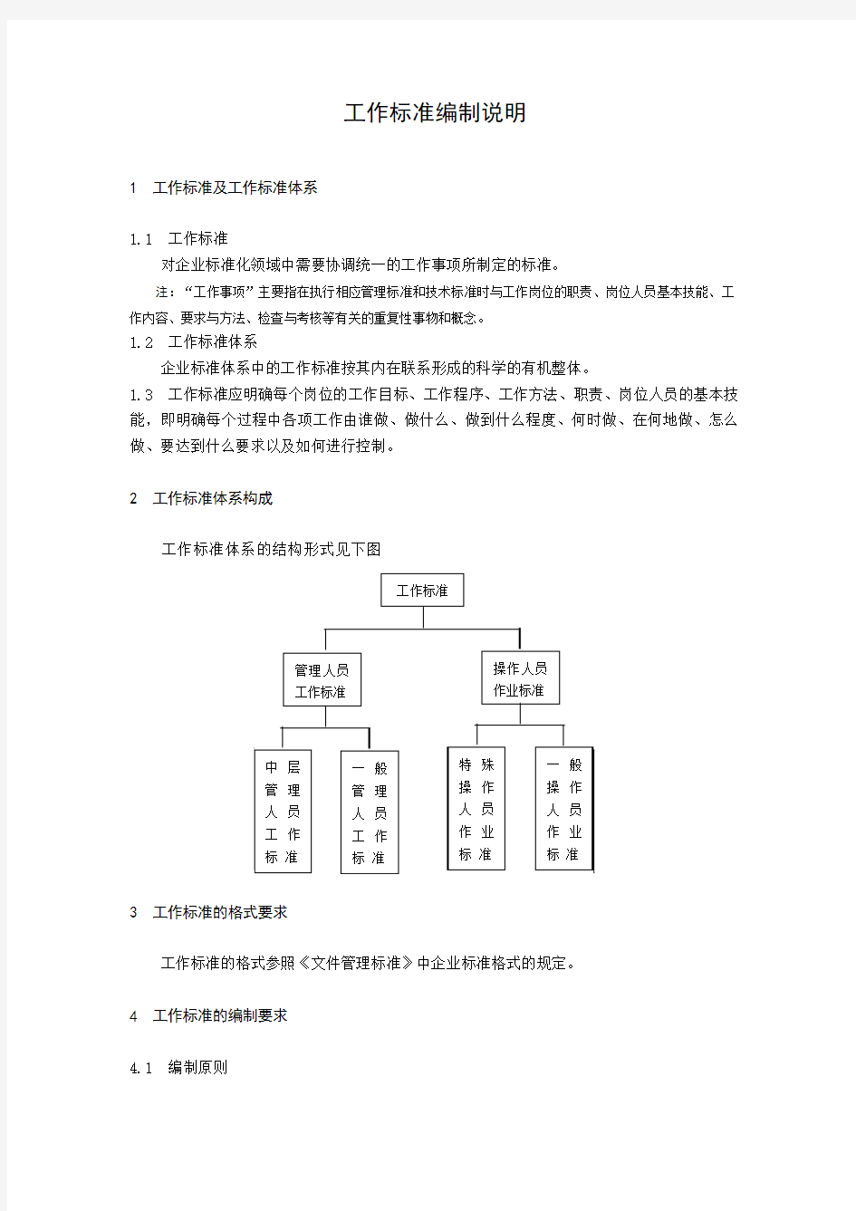 工作标准编制说明