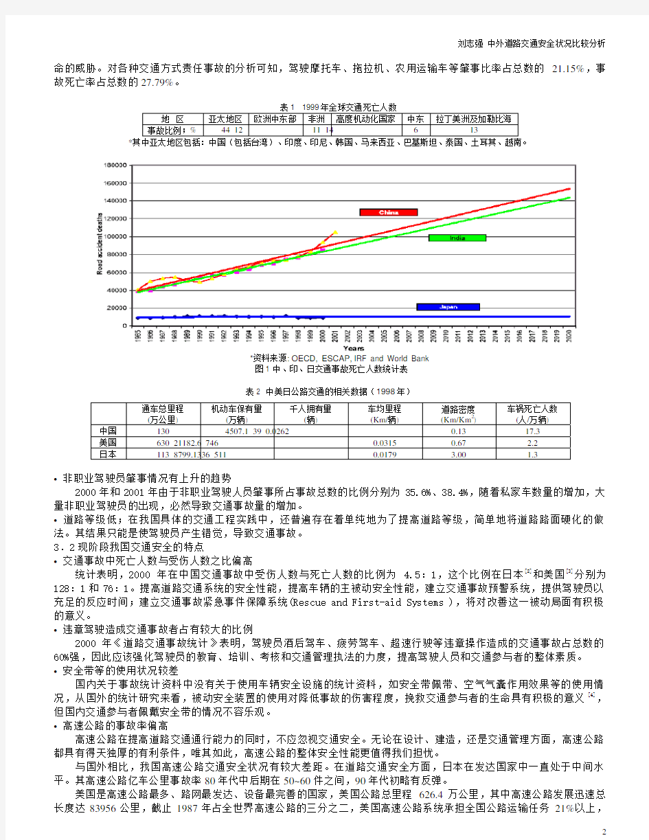 中外道路交通安全状况比较分析