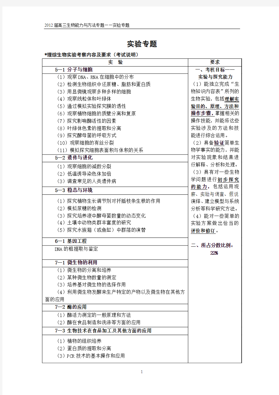 高考生物实验专题——教材实验(2013实验专题)