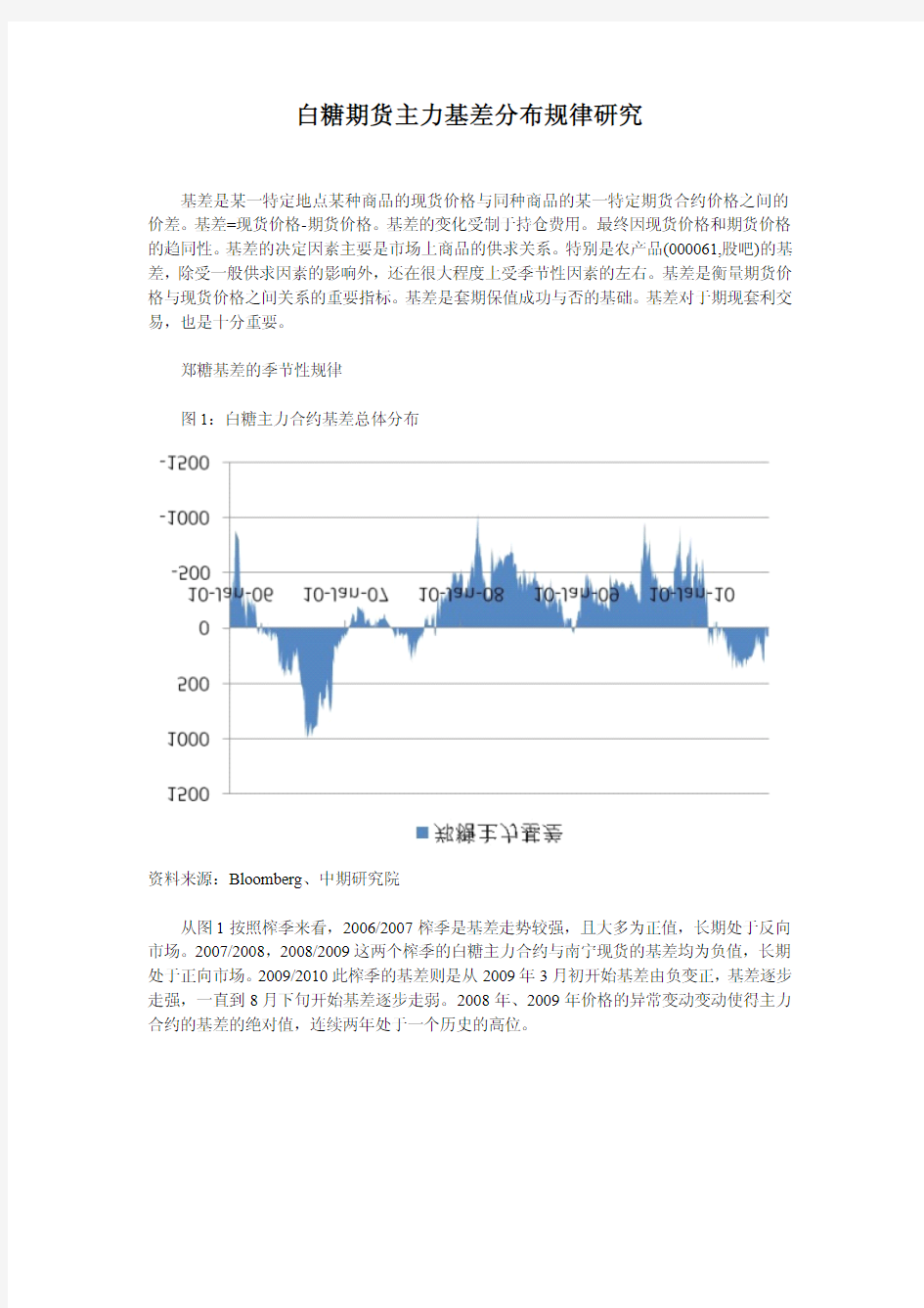 白糖期货主力基差分布规律研究