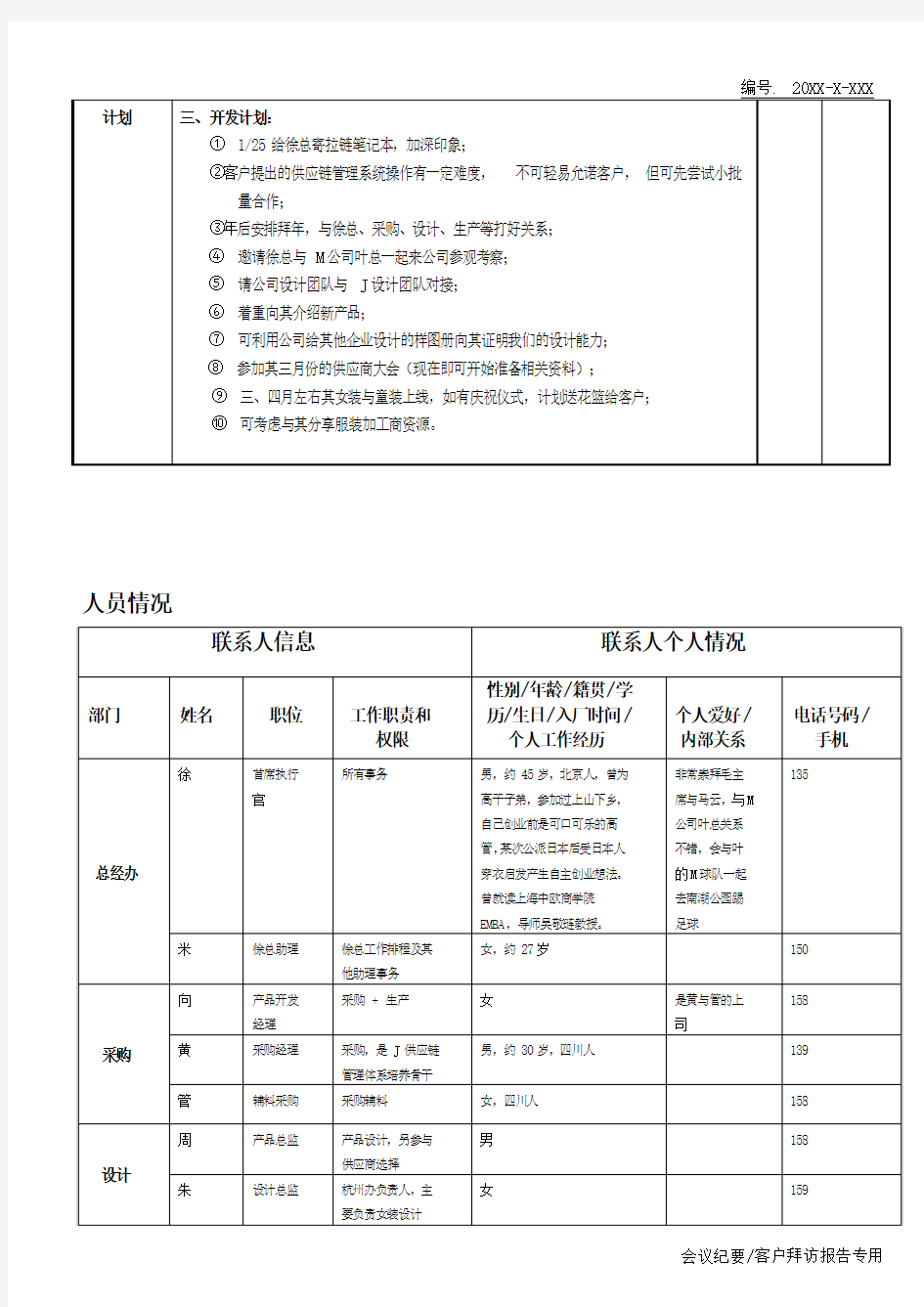 拜访报告模板