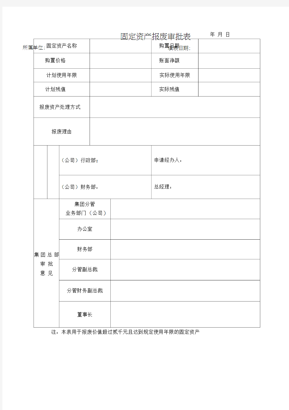 固定资产报废审批表