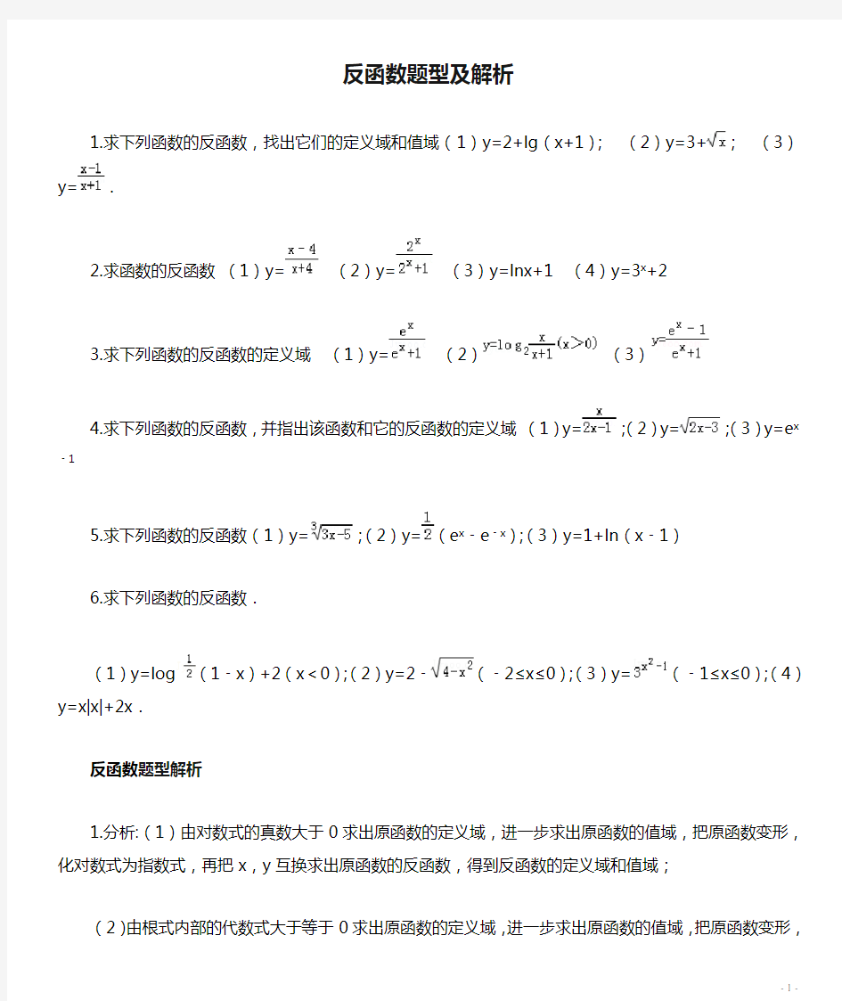 反函数题型及解析