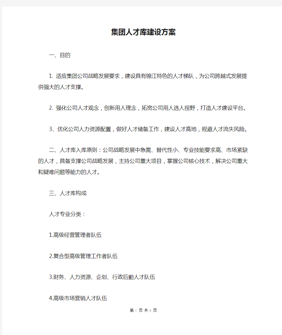 某集团人才库建设方案